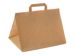 Paper bag with handles Take-Away, brown, 320x220x240mm