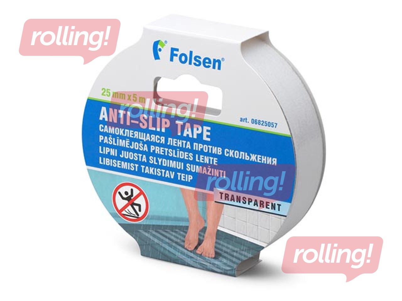 Grīdas marķēšanas līmlente Folsen, 25 mm x 5m, caurspīdīga