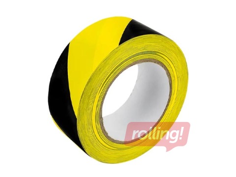 Warning marking tape, black-yellow, 48mm x 50m