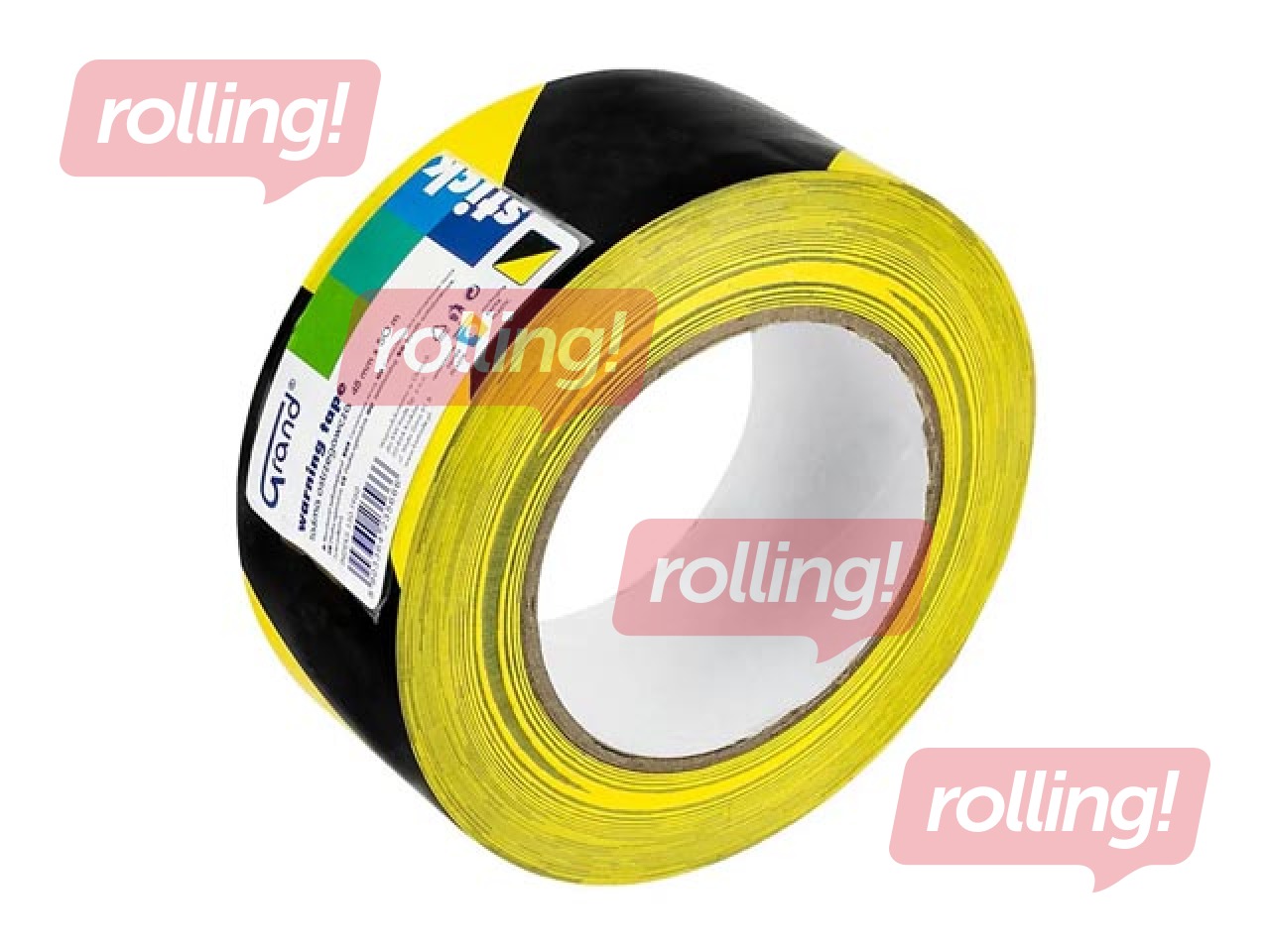 Warning marking tape, black-yellow, 48mm x 50m