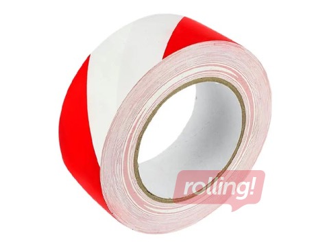 Brīdinājuma marķēšanas līmlente, sarkana-balta, 48mmx50m