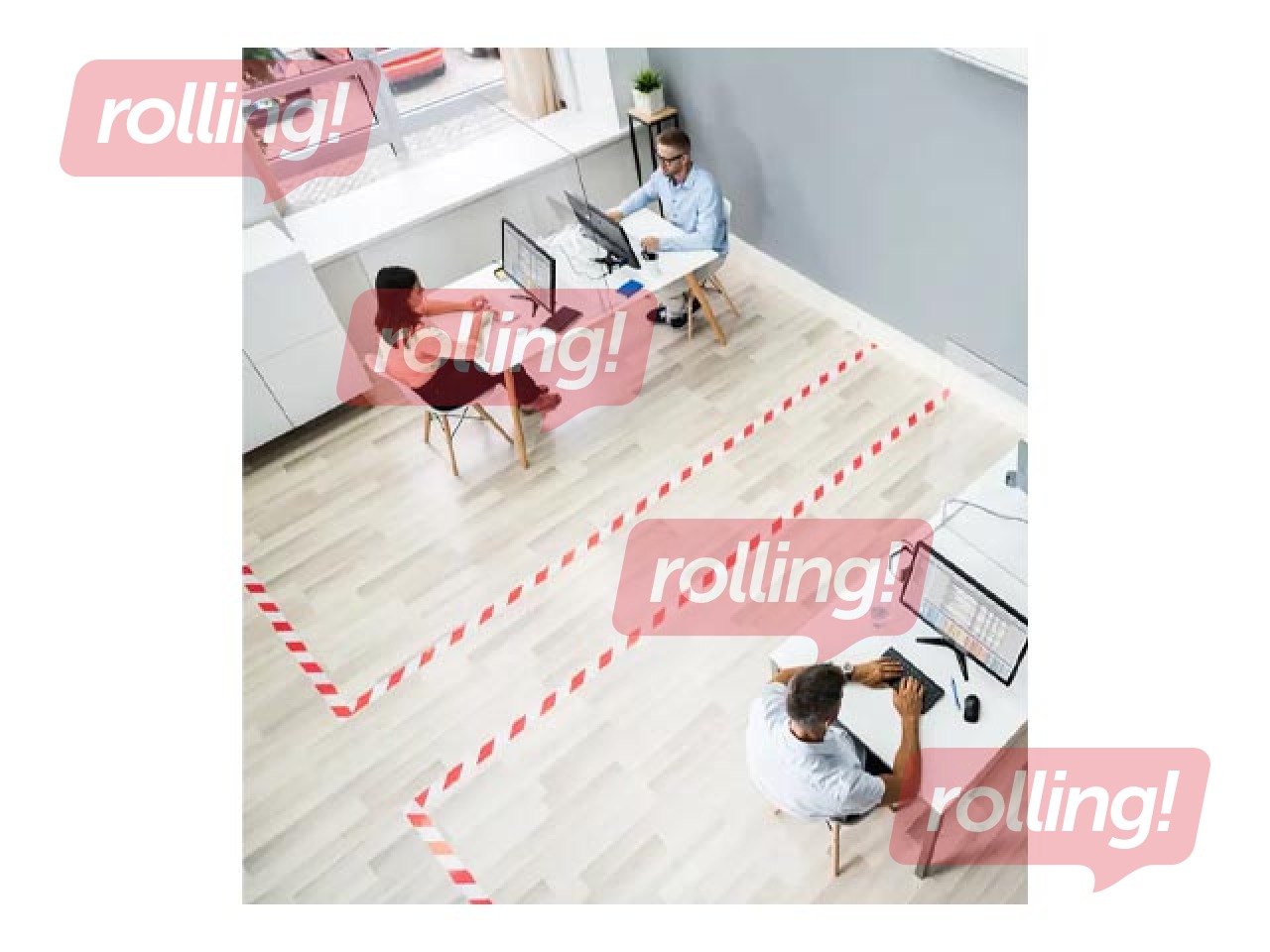 Brīdinājuma marķēšanas līmlente, sarkana-balta, 48mmx50m