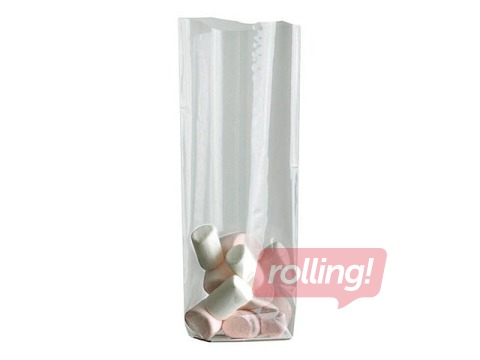 Прозрачные подарочные пакеты с серебряной карточной основой 140х305мм, 100шт