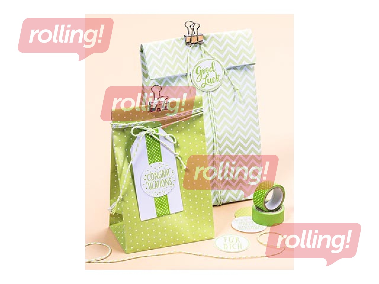 Flat bottom bag, 12pcs, with 2 motivs