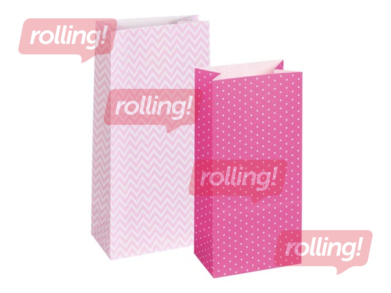Maisiņi papīra,12 gab, 2 veida rozā krāsas motīvi
