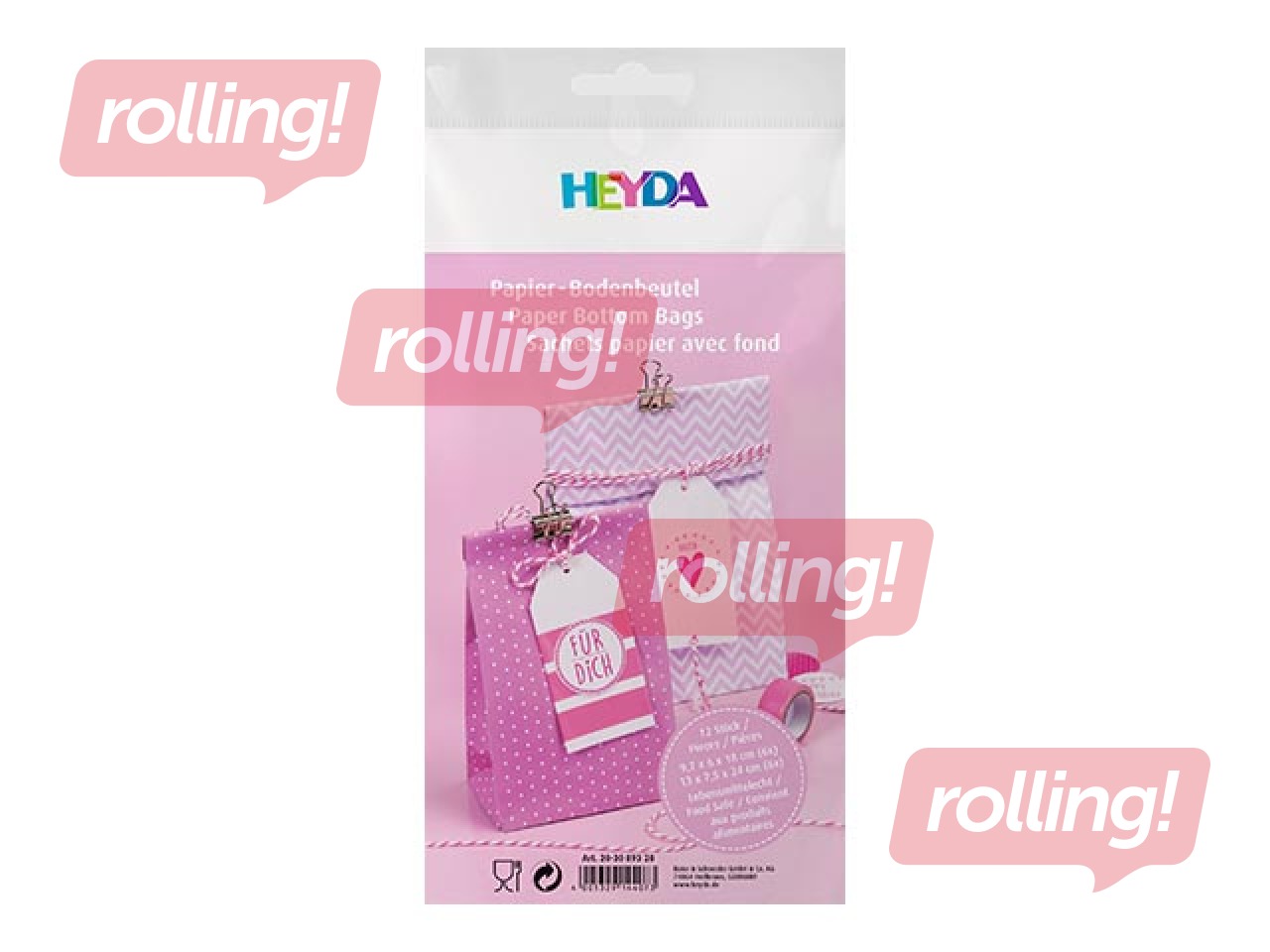 Maisiņi papīra,12 gab, 2 veida rozā krāsas motīvi