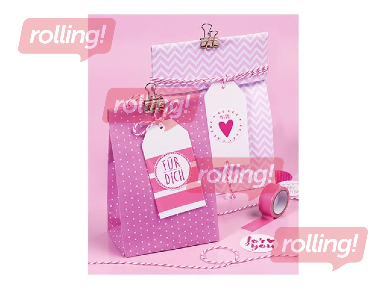 Maisiņi papīra,12 gab, 2 veida rozā krāsas motīvi