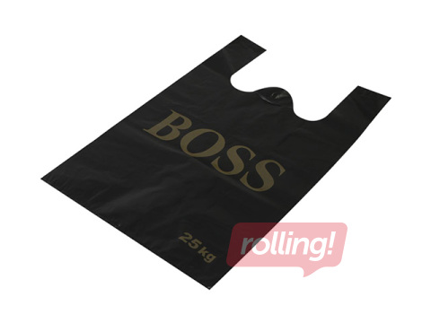 Пакеты с ручками BOSS, HDPE, 50 микрон, чёрные, 38x18x60см, 25 шт.
