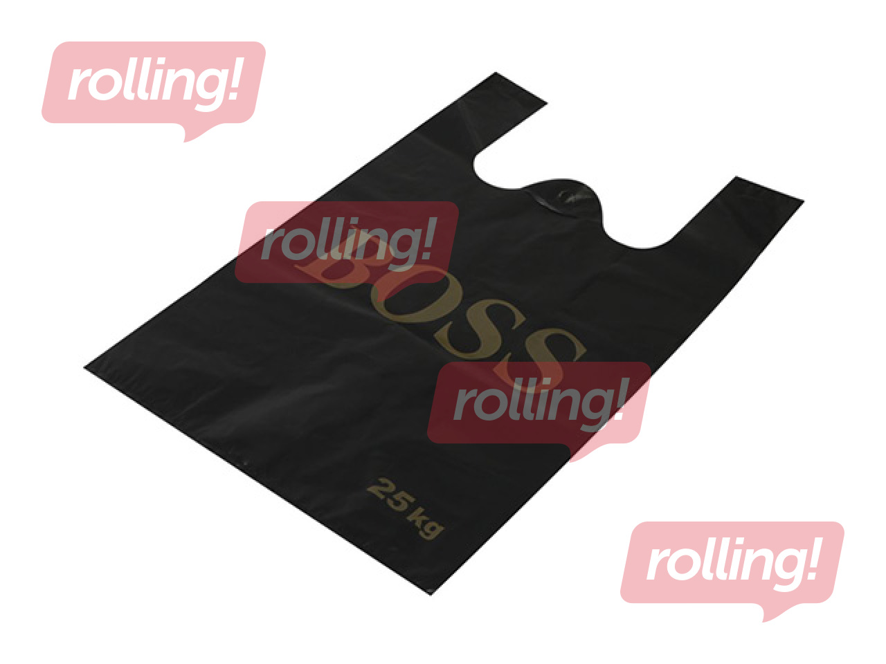 Пакеты с ручками BOSS, HDPE, 50 микрон, чёрные, 38x18x60см, 25 шт.