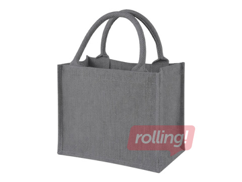 Bag with handles, jute fabric, grey, 260x140x220mm