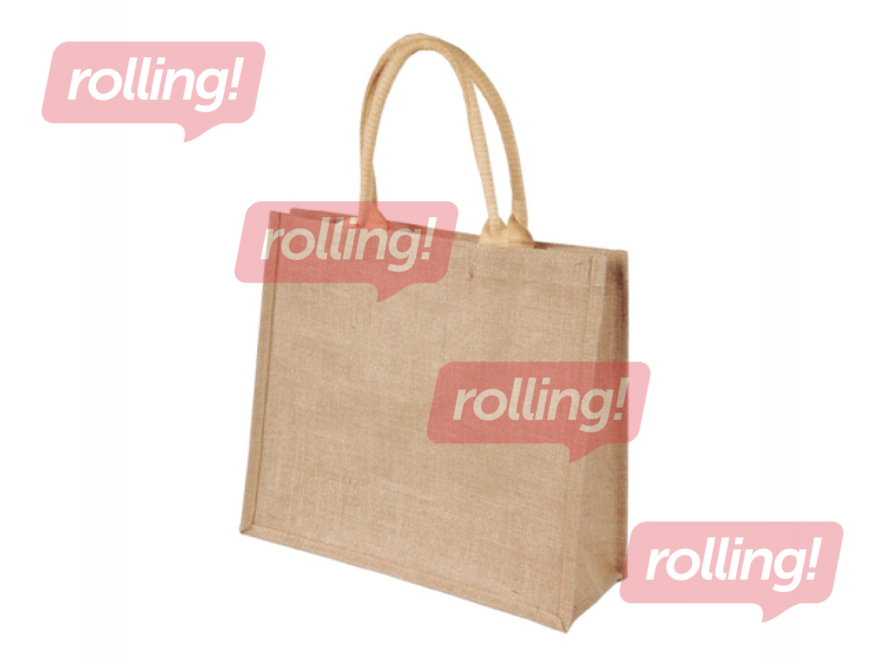 Bag with handles, jute fabric, brown, 390x150x350mm