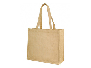 Bag with handles, jute fabric, beige, 390x150x350mm