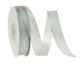 Decorative ribbon 12 mm/ 18 m, brocade, silver