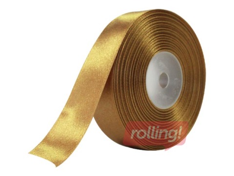 Gift ribbon 25 mm/ 25 m, satin, dark gold