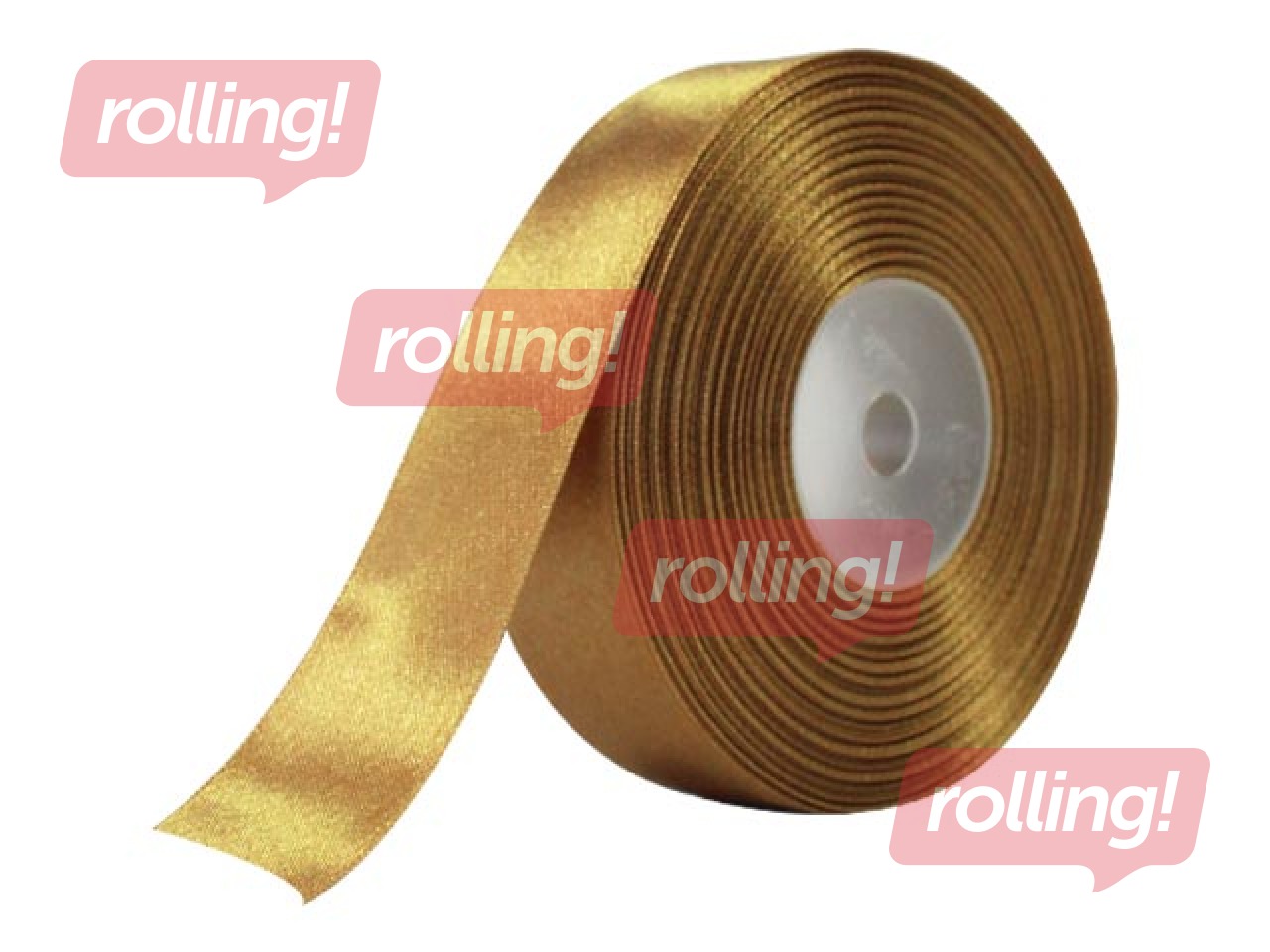 Gift ribbon 25 mm/ 25 m, satin, dark gold