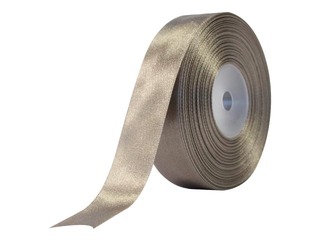 Gift ribbon 25 mm/ 25 m, satin, dark beige