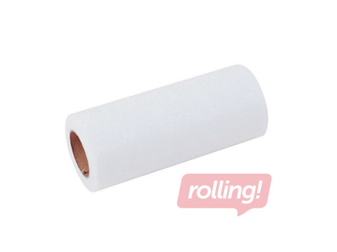 Gift wrapping tulle in rolls, white, 15cm x 9m