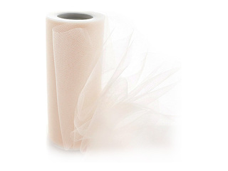 Gift wrapping tulle in rolls, cream-colored, 15cm x 9m