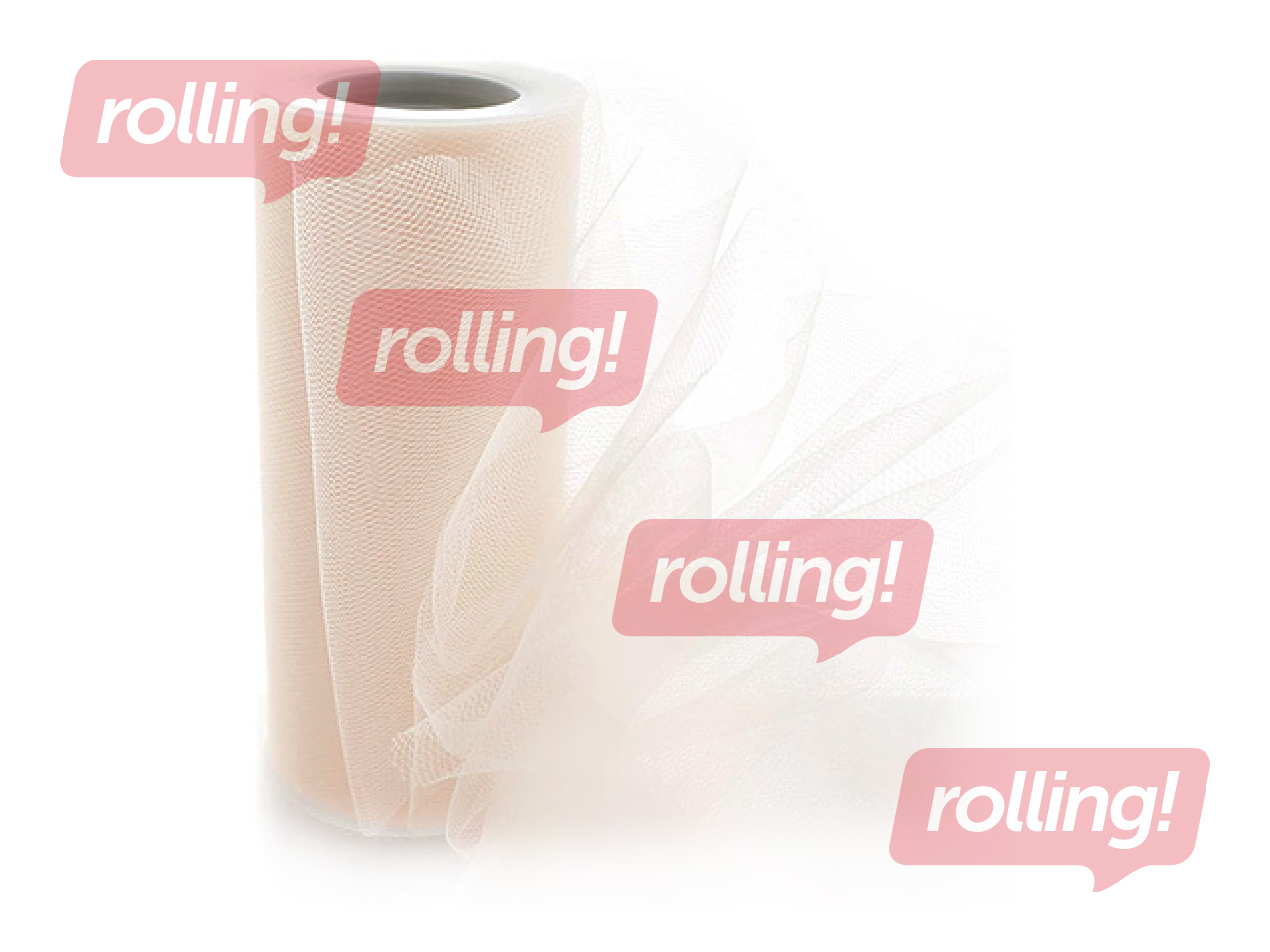 Gift wrapping tulle in rolls, cream-colored, 15cm x 9m