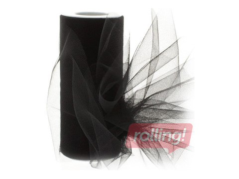 Gift wrapping tulle in rolls, black, 15cm x 9m