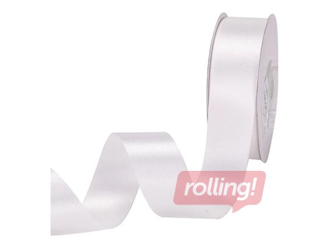 Gift ribbon 25 mm/ 25 m, satin, White