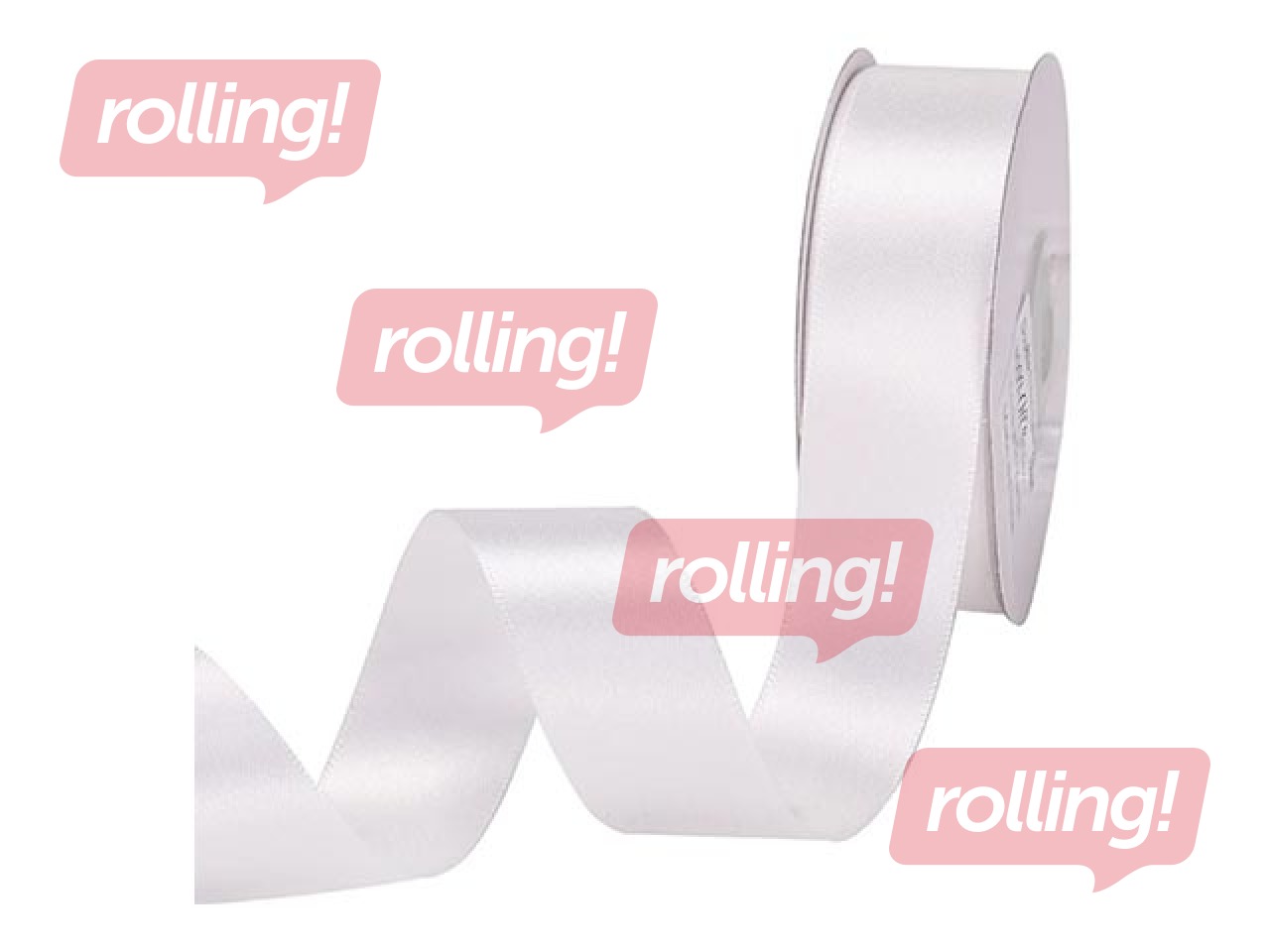Gift ribbon 25 mm/ 25 m, satin, White