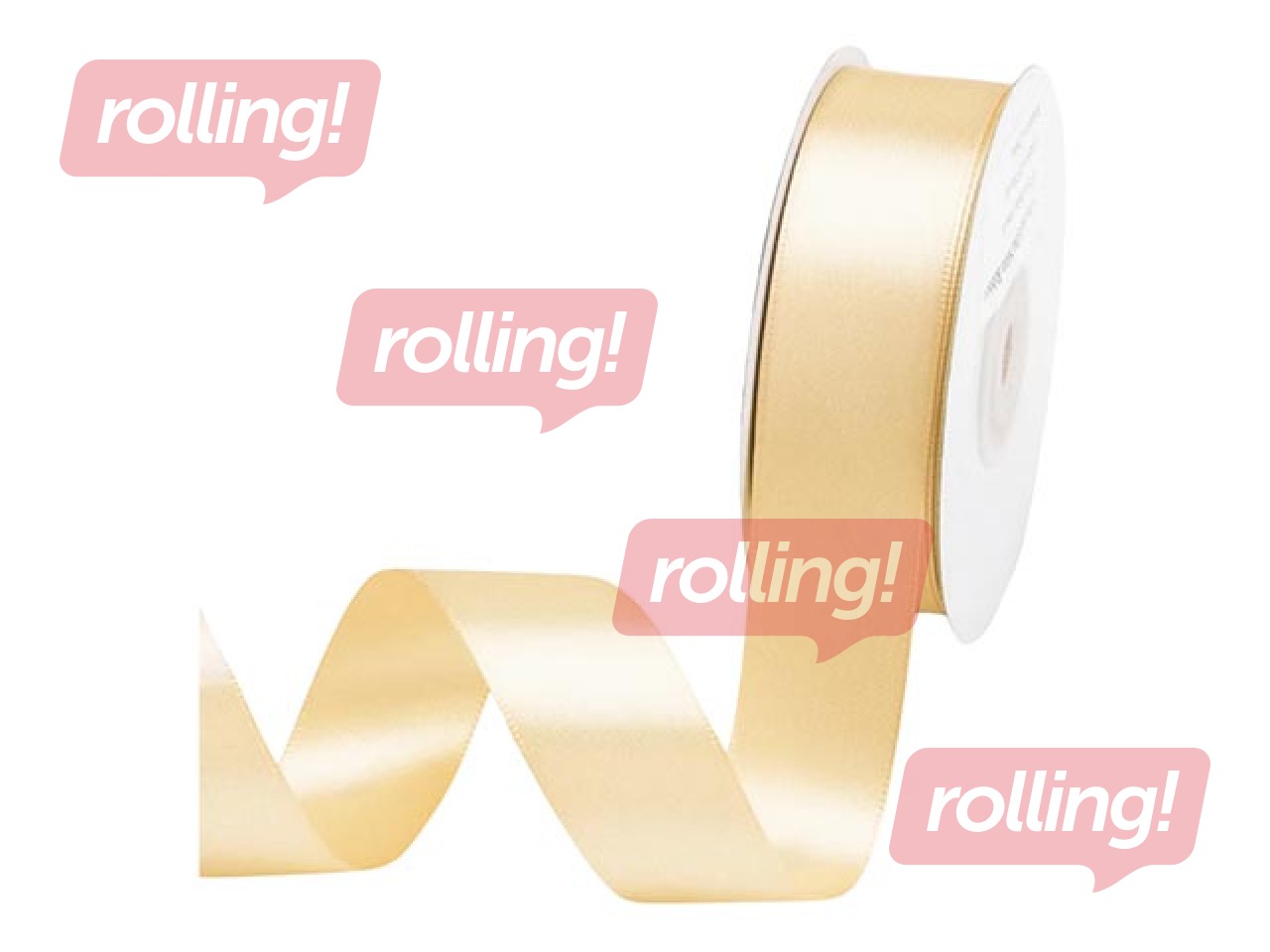 Gift ribbon 25 mm/ 25 m, satin, Champagne