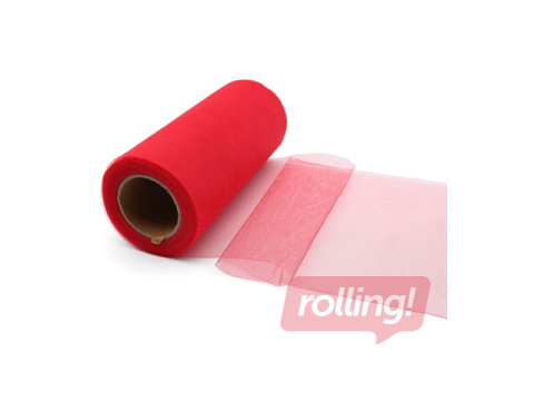 Gift wrapping tulle in rolls, red, 15cm x 9m