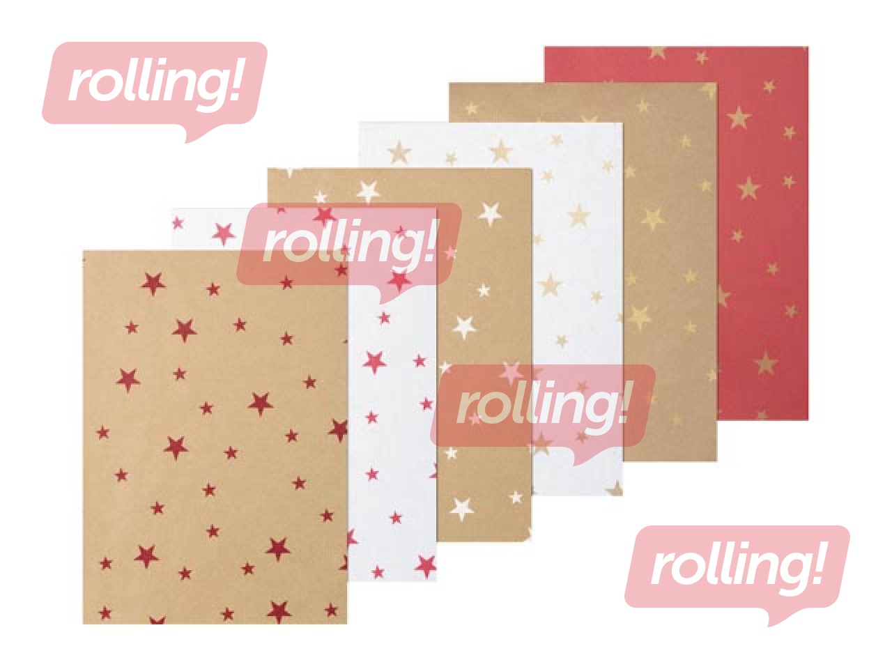 Dāvanu kraftpapīrs rullī ''Zvaigznes'', balts, 100x500cm