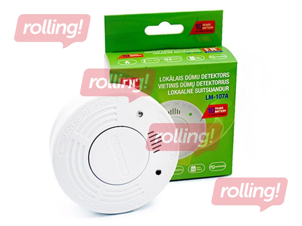 Lokālais dūmu detektors LM-107A, ar DC3V (iebūvētu CR123A) bateriju