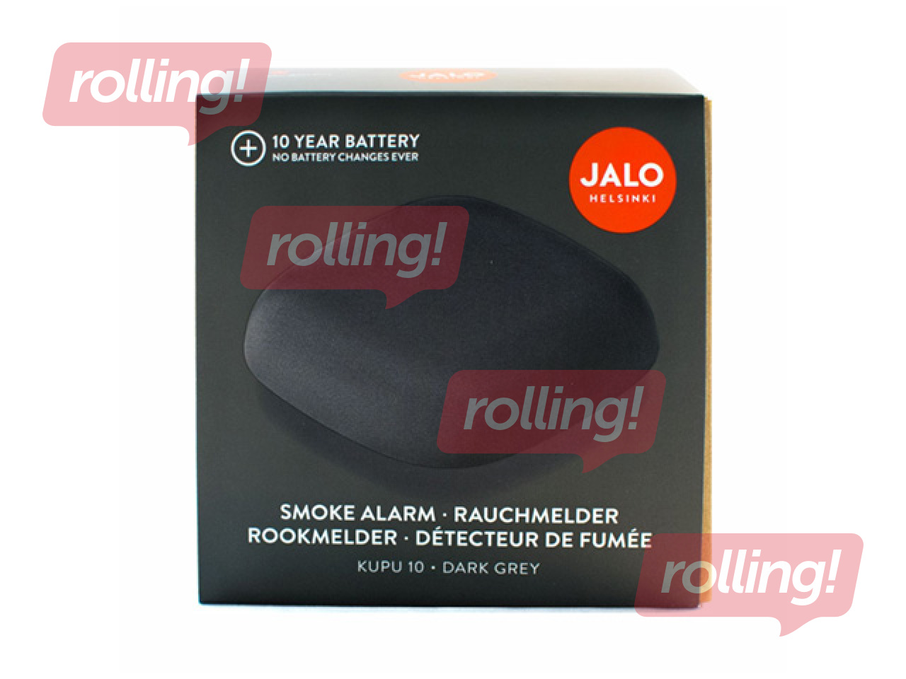 Lokālais dūmu detektors Kupu 10 ar iebūvētu litija bateriju, tumši pelēks