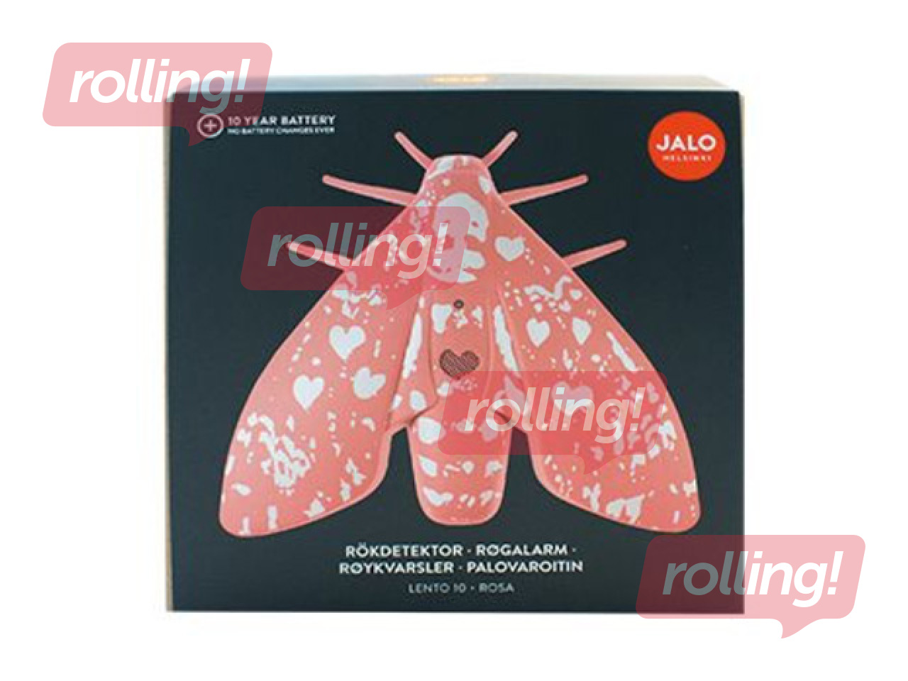 Lokālais dūmu detektors Lento 10 ar iebūvētu litija bateriju, rozā