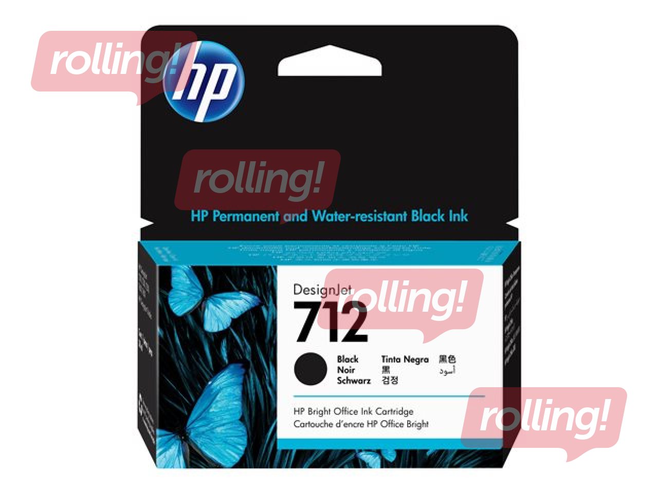 Tintes kasete HP 712, melna, 38ml