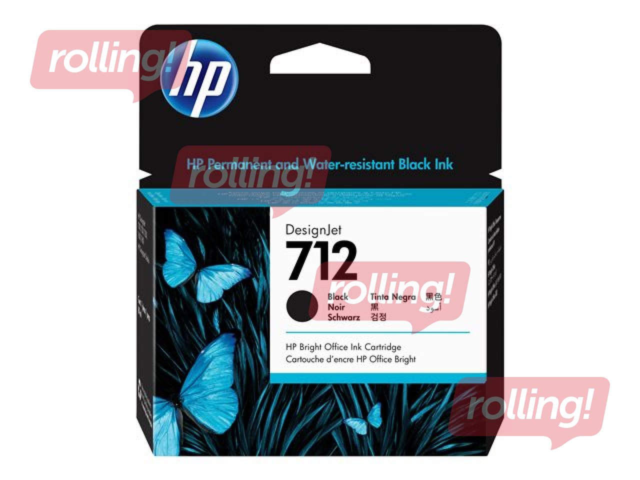 Tintes kasete HP 712, melna, 80ml
