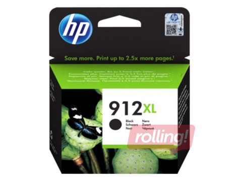 Tintes kasete HP 912XL, melna, 21.7ml (825 lpp)