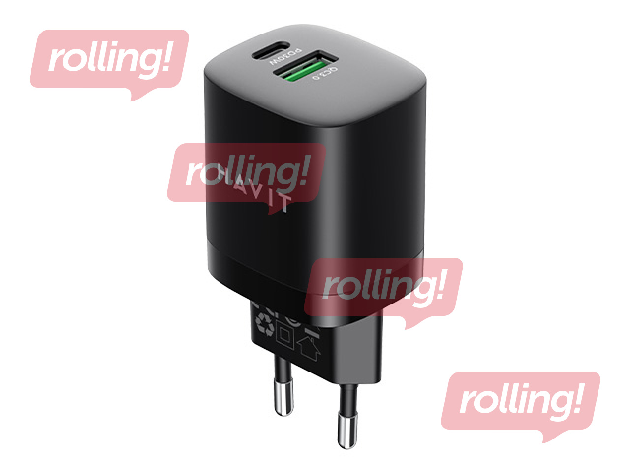 Lādētājs Havit UC30 USB + Type C, 30W, melns