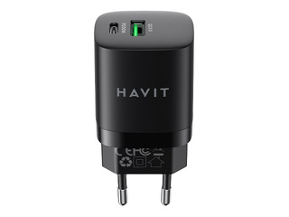 Зарядное устройство Havit UC30 USB + Type-C, 30 Вт, черное
