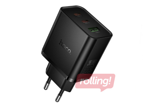 Lādētājs Hoco N75 USB + 2x Type C, 65W, melns