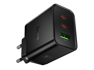 Lādētājs Hoco N75 USB + 2x Type C, 65W, melns