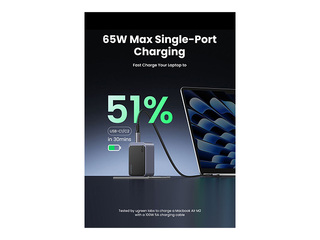 Lādētājs Ugreen, Nexode S GaN, 65W, USB-A + 2xUSB-C, pelēks