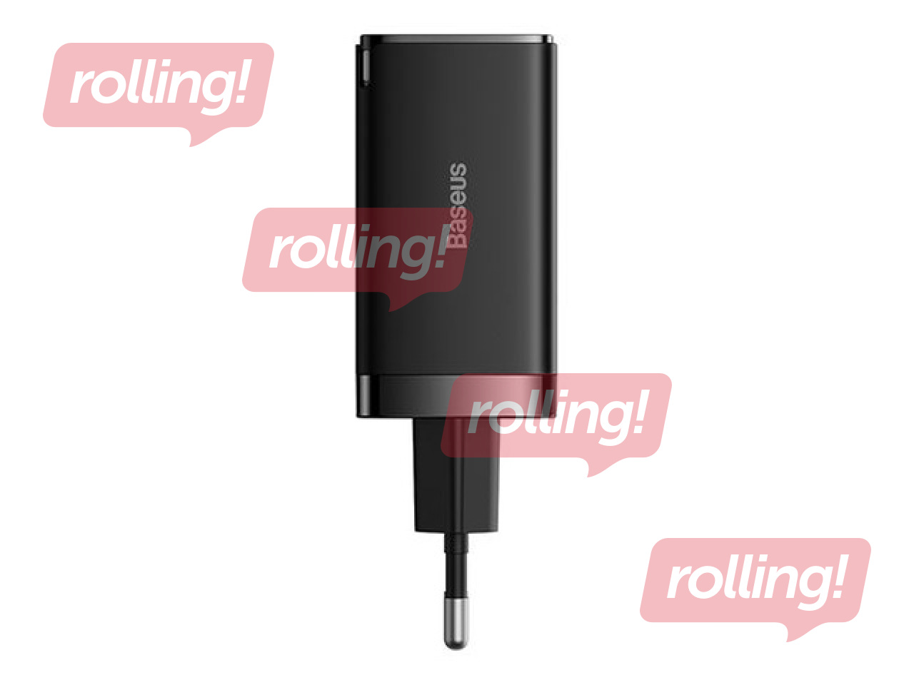 Baseus GaN5 Pro 65 W laadija USB + 2xUSB-C QC3.0 PD3.0 koos 1 m pikkuse USB-C-kaabliga, must