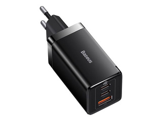 Baseus GaN5 Pro 65W USB + 2xUSB-C QC3.0 PD3.0 Charger with 1m USB-C Cable, Black