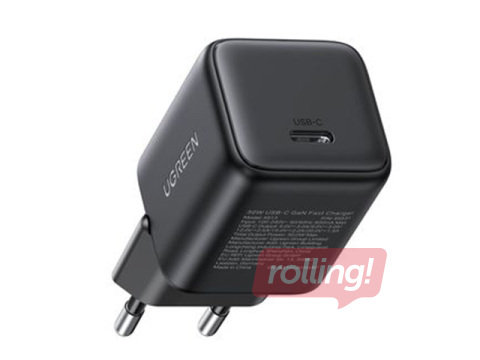 Lādētājs Ugreen GaN 30W USB-C QC4+ PD3.0, melns