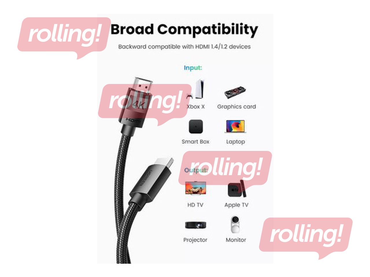 HDMI-to-HDMI Cable, Black, 2m (HDMI 2.0, 4K@60Hz)