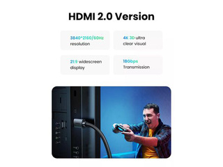 Kabelis Ugreen HDMI-HDMI, melns, 2m (HDMI 2.0 4K@60Hz)