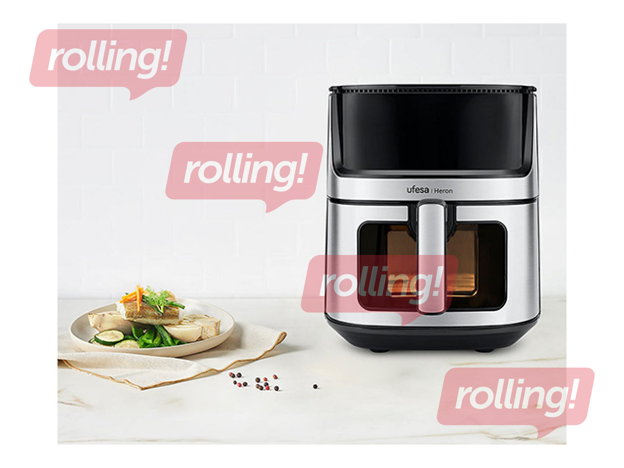 Karstā gaisa friteris Ufesa 1500W, 8l, melns ar sudraba elementiem
