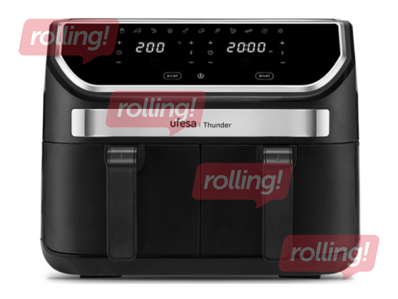 Air fryer Thunder, 1700W, 9l, black with silver elements