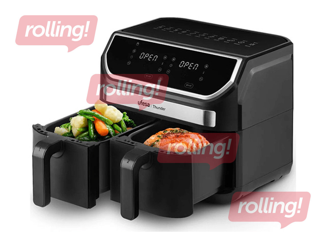 Karstā gaisa friteris Thunder 1700W, 9l, melns ar sudraba elementiem