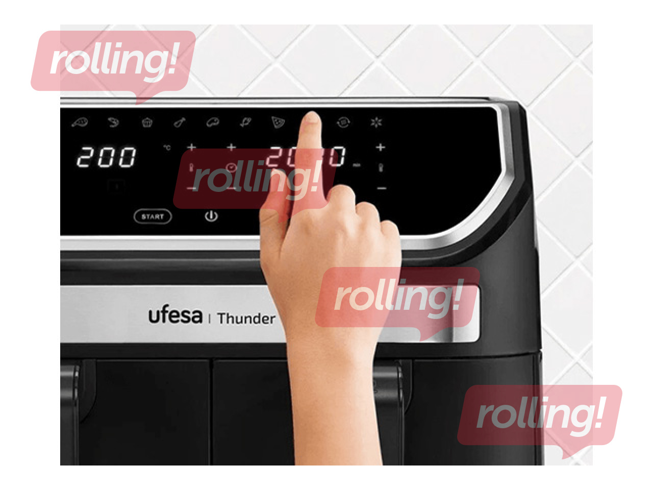 Karstā gaisa friteris Thunder 1700W, 9l, melns ar sudraba elementiem