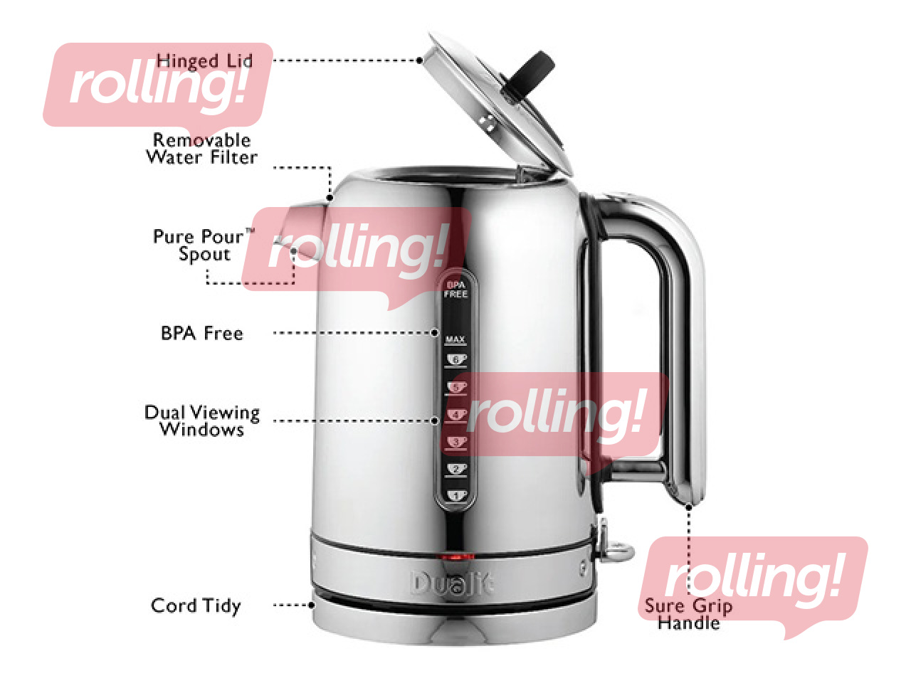 Veekeetja Dualit Classic, 1.7l, 3000W, roostevaba teras